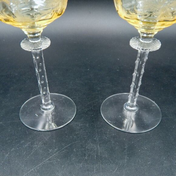 Tiffin-Franciscan Cadena Amber Mandarin Yellow Liquor Cocktail Sherry Glass S/2 - Picture 4 of 7